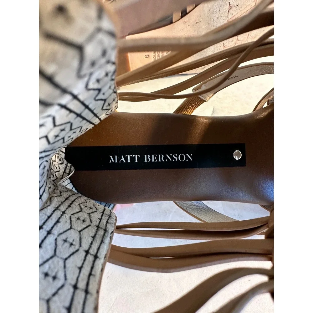 Matt Bernson Leather Gladiator Sandals Size 9 Tan Zip‎ Closure